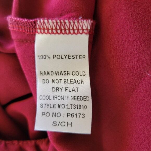 NEW Main Strip Boutique Blouse burgundy ruffle collar semi sheer Small & Large - Picture 9 of 13